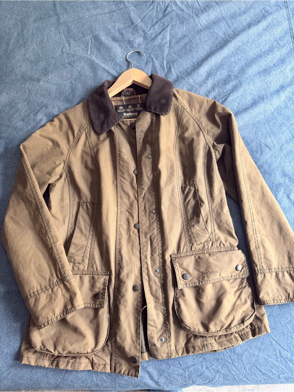Barbour Brown Field Jacket with Dark Brown Cord Collar